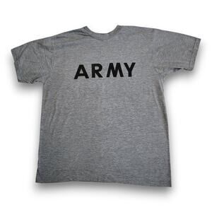 US Army APFU PT Shirt Gray Reflective Logo Large Military Training Tee